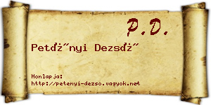 Petényi Dezső névjegykártya